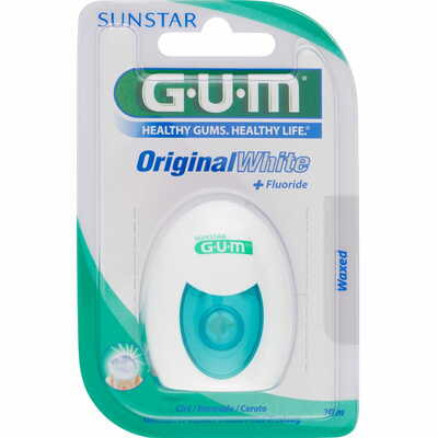 Зубная нитка Gum Original White Floss вощеная с фторидом 30 м