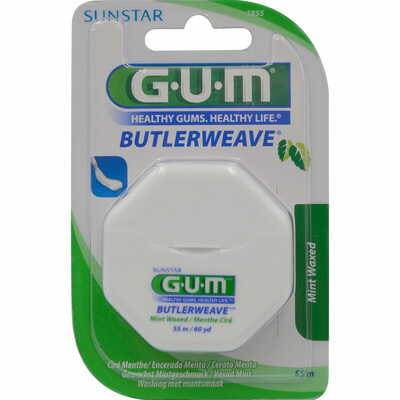 Зубная нить Gum Butlerweave Mint Waxed мятная вощеная 55 м