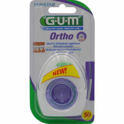 Зубная нитка Gum Ortho ортодонтическая 50 м