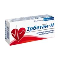 Купить Ирбетан-Н таблетки 150 мг / 12,5 мг №30 (3 блистера х 10 таблеток) Ирбетан-Н таблетки 150 мг / 12,5 мг №30 (3 блистера х 10 таблеток)