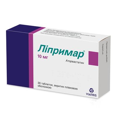 Ліпримар таблетки по 10 мг №30 (3 блістери х 10 таблеток)