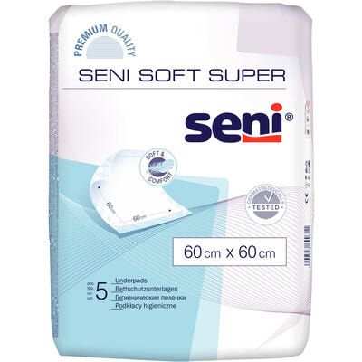 Пелюшки гігієнічні поглинаючі Seni Soft Super 60 см х 60 см 5 шт.