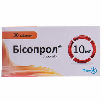Бісопрол таблетки по 10 мг №30 (3 блістери х 10 таблеток)