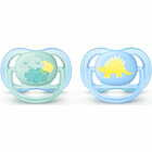 Пустушка силіконова Avent SCF 344/20 Ultra Air ортодонтична для хлопчиків з народження до 6 місяців з декором 2 шт.
