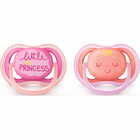 Пустушка силіконова Avent SCF 343/22 Ultra Air ортодонтична для дівчаток з 6 до 18 місяців з декором 2 шт.
