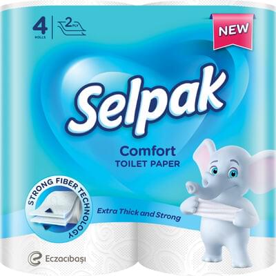 Бумага туалетная Selpak Comfort 2-х слойная белая 4 шт.