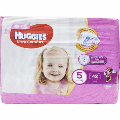 Підгузки Huggies Ultra Comfort для дівчаток розмір 5, 12-22 кг, 42 шт.