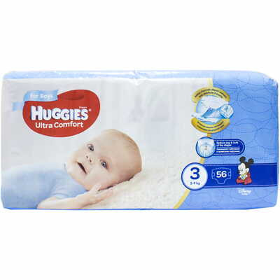 Подгузники Huggies Ultra Comfort для мальчиков размер 3, 5-9 кг, 56 шт.