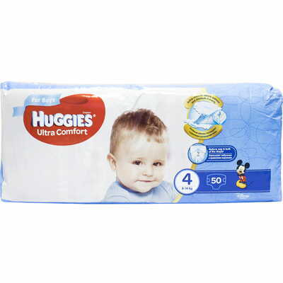 Підгузки Huggies Ultra Comfort для хлопчиків розмір 4, 8-14 кг, 50 шт.