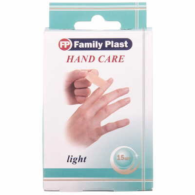 Пластырь бактерицидный Family Plast Hand Care набор 15 шт.