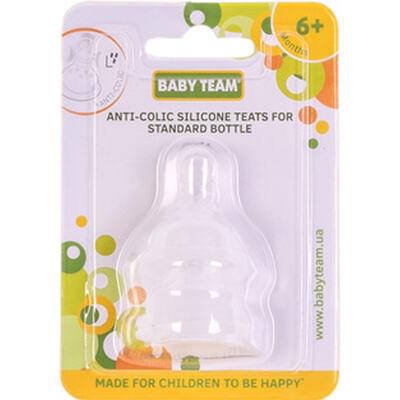 Соска силиконовая детская Baby Team 2004 антиколиковая быстрый поток с 6-ти месяцев 2 шт.