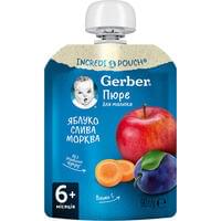 Пюре фруктове Gerber Яблуко, слива та морква в з 6-ти місяців 90 г