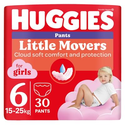 Підгузки-трусики Huggies Pants для дівчаток розмір 6, 16-22 кг, 30 шт.