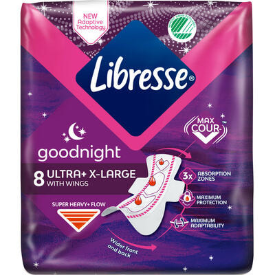 Прокладки гігієнічні Libresse Goodnight Ultra+ X-Large 8 шт.