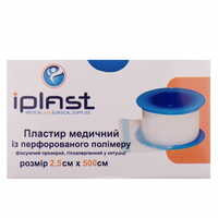 Пластир медичний iPlast на полімерній основі прозорий гіпоалергенний 2,5 см x 500 см 1 шт.