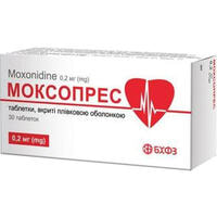 Моксопрес таблетки по 0,2 мг №30 (3 блістери х 10 таблеток)