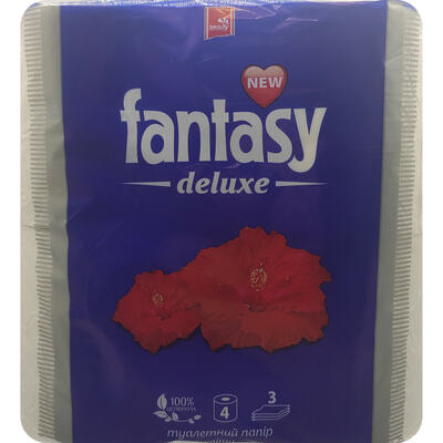 Папір туалетний Fantasy Deluxe Квіти 3-шаровий білий 4 шт.