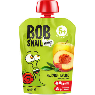 Пюре фруктове Bob Snail Яблуко-персик з 5-ти місяців 90 г