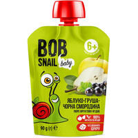 Пюре фруктове Bob Snail Яблуко-груша-чорна смородина з 6-ти місяців 90 г