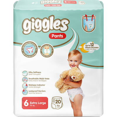 Подгузники-трусики Giggles Extra Large размер 6, 15+ кг, 20 шт.