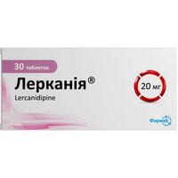 Лерканія таблетки по 20 мг №30 (3 блістери х 10 таблеток)