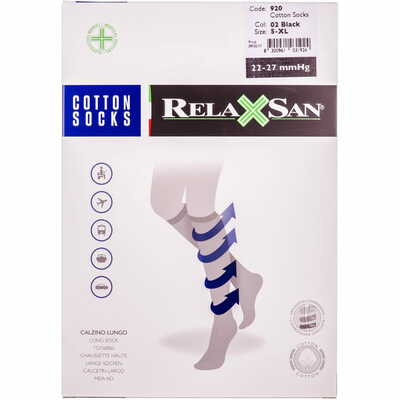 Гольфи Relaxsan Cotton Socks 920 den 22-27 мм рт. ст. чоловічі бавовна розмір 5 чорні