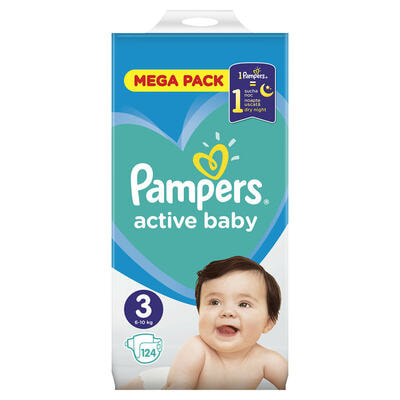 Підгузки Pampers Active Baby розмір 3, 6-10 кг, 124 шт.