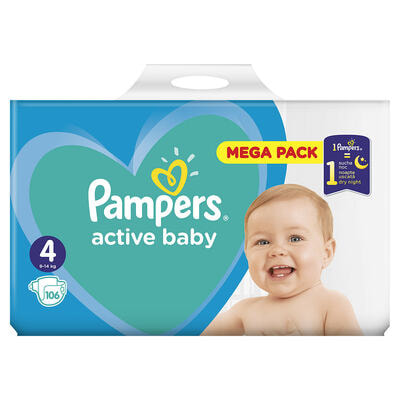 Підгузки Pampers Active Baby розмір 4, 9-14 кг, 106 шт.