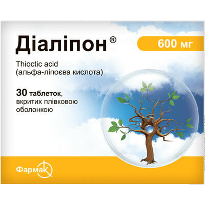 Діаліпон таблетки по 600 мг №30 (3 блістери х 10 таблеток)