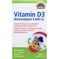 Sunlife Vitamin D3 5600 I.E. таблетки №20 (2 блістери х 10 таблеток)