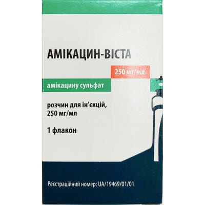Амікацин-Віста розчин д/ін. 250 мг/мл по 2 мл №1 (флакон)