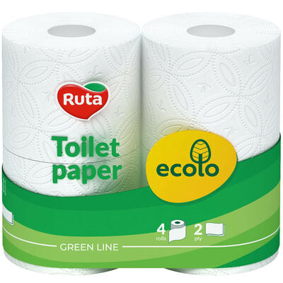 Бумага туалетная Ruta Ecolo 2-х слойная белая 4 шт.