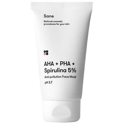 Маска для лица Sane против токсинов с AHA + PHA + Спирулина 5% 75 мл