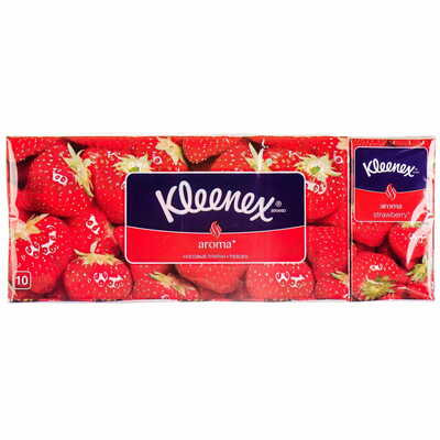 Хустинки паперові Kleenex Aroma з ароматом полуниці 10 упаковок по 10 шт.