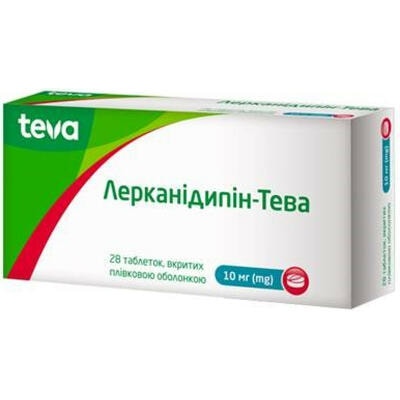 Лерканідипін-Тева таблетки по 10 мг №28 (2 блістери х 14 таблеток)
