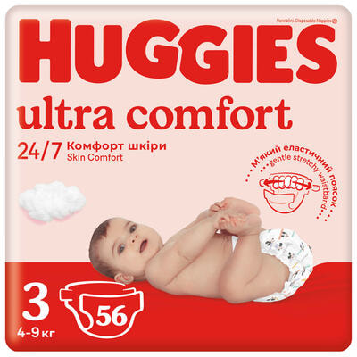 Підгузки Huggies Ultra Comfort Unisex Jumbo розмір 3, 4-9 кг, 56 шт.