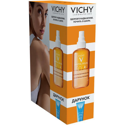 Набір Vichy Capital Soleil сонцезахисний спрей з бета-каротином SPF 50+ 200 мл + молочко після засмаги 100 мл