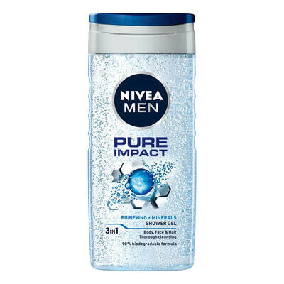 Гель для душа Nivea Pure Impact 3 в 1 мужской 250 мл