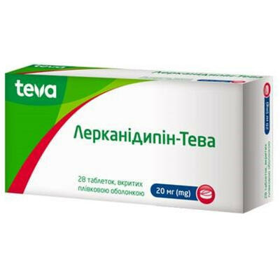 Лерканідипін-Тева таблетки по 20 мг №28 (2 блістери х 14 таблеток)