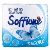 Папір туалетний Soffione Decoro 2-шаровий біло-блакитний 4 шт.