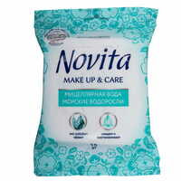Серветки вологі Novita Delicate Make Up&Care із єврослотом 15 шт.