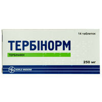 Тербінорм таблетки по 250 мг №14 (2 блістери х 7 таблеток)