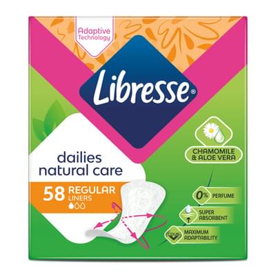 Прокладки щоденні Libresse Natural Care Regular 58 шт.