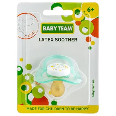 Пустышка латексная Baby Team 3222 классическая с 6-ти месяцев