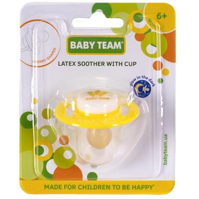 Пустушка латексна Baby Team 3225 нічна вишнеподібної форми з 6-ти місяців з ковпачком