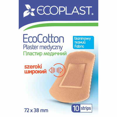 Пластир медичний Ecoplast набір на тканинній основі 72 мм х 38 мм 10 шт.
