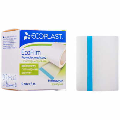 Пластырь медицинский Ecoplast EcoFilm полимерный водостойкий в катушке 5 см x 500 см в бумажной упаковке 1 шт.