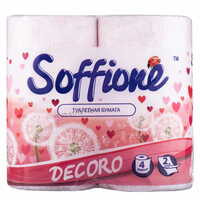 Бумага туалетная Soffione Decoro 2-х слойная бело-розовая 4 шт.