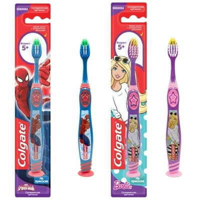 Зубна щітка дитяча Colgate Барбі та Людина Павук суперм`яка з 5 років