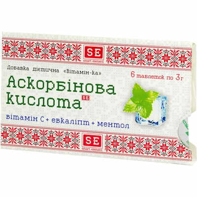 Аскорбиновая кислота с эвкалиптом и ментолом Фармаком таблетки №6 (блистер)